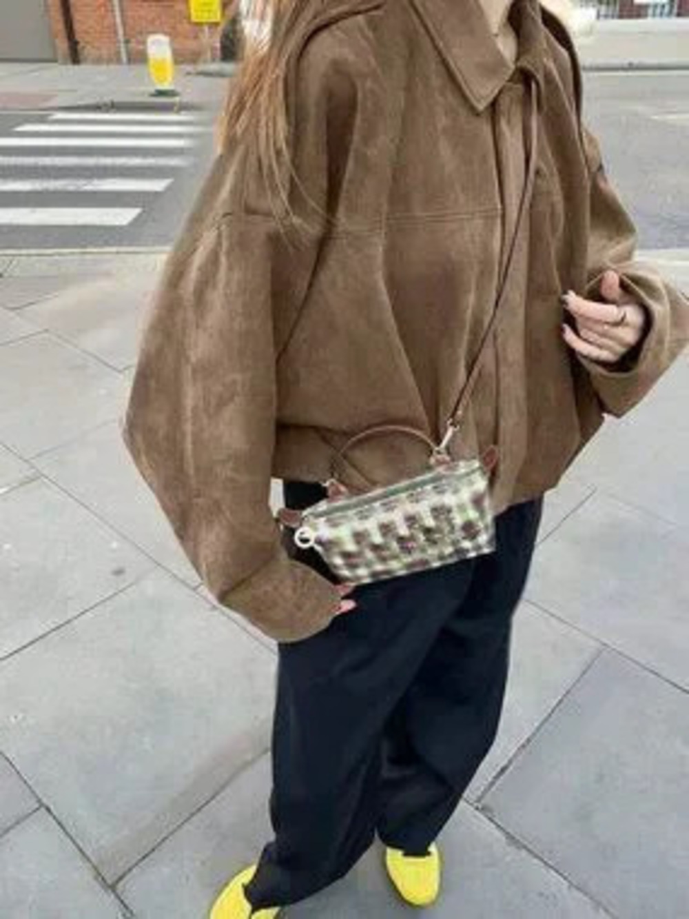 ZARA Maroon Casual Women's Loose Faux Fur Long Sleeve Single-Breasted Jacket